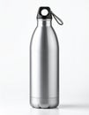 Metallic Water Bottle Isolated on White Background with Minimalist Style Royalty Free Stock Photo
