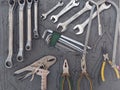 Metallic Work Equipment On Wall At Garage Royalty Free Stock Photo