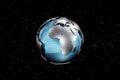 Metallic World planet Earth Globe background 3d rendering Royalty Free Stock Photo