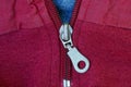 Metallic zip on  red blue cloth jacket Royalty Free Stock Photo