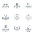 Metallically facility logo set, simple style Royalty Free Stock Photo