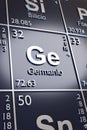 The metalloid Germanium on the periodic table of elements in spanish. 3d illustration Royalty Free Stock Photo