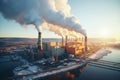 Metallurgical plant at dawn aerial view of smoke, smog, and pollution impacting ecology Royalty Free Stock Photo