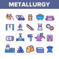 Metallurgy Color Elements Vector Icons Set Royalty Free Stock Photo