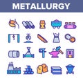 Metallurgy Color Elements Vector Icons Set