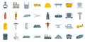 Metallurgy icons set flat vector isolated