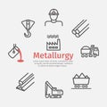 Metallurgy banner. Line icons. Vector signs for web graphics.