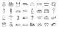 Metallurgy industry icons set, outline style