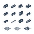 Metallurgy products icon set