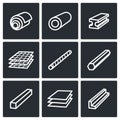 Metallurgy products icons collection