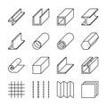 Metallurgy products line vector icons Royalty Free Stock Photo