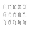 Metallurgy products vector line icons set. Steel structure and p