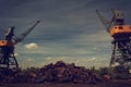 Metals recycling cranes Royalty Free Stock Photo