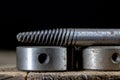Metalwork tools on the workshop table. Threading dies and taps i Royalty Free Stock Photo