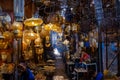 Metalworkers souk at Marrakech medina Royalty Free Stock Photo