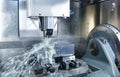 CNC milling machine. Cutting metal modern processing Hi-technology machining concept. Royalty Free Stock Photo