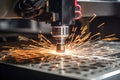 Metalworking CNC milling machine. Cutting metal modern processing technology. Generative AI