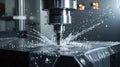 Metalworking CNC milling machine shapes materials with accuracy and efficiency. Ai Generated Royalty Free Stock Photo