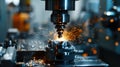 Metalworking CNC milling machine shapes materials with accuracy and efficiency. Ai Generated Royalty Free Stock Photo