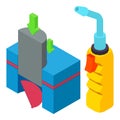 Metalworking equipment icon isometric vector. Auto welding torch and blanking Royalty Free Stock Photo