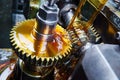 metalworking gear wheel machining with oil lubrication Royalty Free Stock Photo