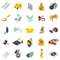 Metalworking icons set, isometric style