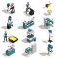 Metalworking People Isometric Set