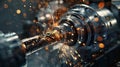 The metalworking process with sparks.AI generated image Royalty Free Stock Photo
