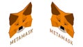 MetaMask isometric logo right and left side isolated on white background. Crypto wallet for Defi, Web3 Dapps and NFTs Royalty Free Stock Photo