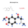 Metanephrine. Chemical structural formula and model of molecule Royalty Free Stock Photo