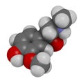 Metanephrine metadrenaline molecule. Metabolite of epinephrine that is biomarker for pheochromocytoma. 3D rendering. Atoms are Royalty Free Stock Photo