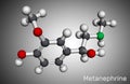 Metanephrine molecule. It is metabolite of epinephrine, adrenaline, biomarker for pheochromocytoma. Molecular model. 3D Royalty Free Stock Photo