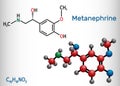 Metanephrine molecule. It is metabolite of epinephrine, adrenaline, biomarker for pheochromocytoma. Structural chemical Royalty Free Stock Photo