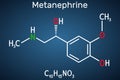 Metanephrine molecule. It is metabolite of epinephrine, adrenaline, biomarker for pheochromocytoma. Structural chemical Royalty Free Stock Photo