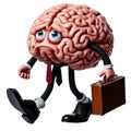 Metaphor for the brain drain. An elegant brain with a suitcase, ready to leave