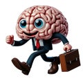 Metaphor for the brain drain. An elegant brain with a suitcase, ready to leave Royalty Free Stock Photo