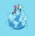 Metaphor Earth globe planet. Global network, communication. Vector illustration Royalty Free Stock Photo
