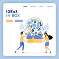 Metaphor ideas out of the box. Find inspiration and ideas for business learning and education. 3d style of box and light bulb.