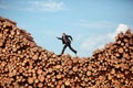 Metaphor - running business Man on his way to the top Royalty Free Stock Photo