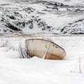 White Boat on Snow in Winter Royalty Free Stock Photo