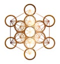 Metatron cube geometry holy gold copper platonic Royalty Free Stock Photo