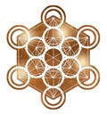 Metatron cube geometry holy gold copper platonic Royalty Free Stock Photo