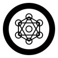 Metatron cube Sacred geometry icon in circle round black color vector illustration image solid outline style