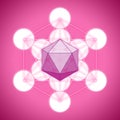 Metatron`s cube with platonic solids - icosahedron Royalty Free Stock Photo