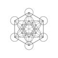 Metatrons Cube, Flower of Life. Sacred geometry, graphic element Vector isolated Illustration. Mystic icon platonic solids