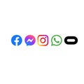 Metavers all apps icons logos , faceook, instagram messenger, portal, facebook portal, oculus, facebook apps, meta apps, from meta Royalty Free Stock Photo