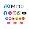 Metavers all apps icons logos , faceook, instagram messenger, portal, facebook portal, oculus, facebook apps, meta apps, from meta Royalty Free Stock Photo