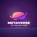 Metaverse Abstract Vector Sign, Symbol, Logo Template. Virtual Reality Goggles with Distorted Typography. Cyberspace