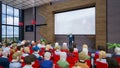 Metaverse avatars of people seminar online in virtual worlds, 3d render