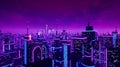 Metaverse city and cyberpunk concept, 3d render Royalty Free Stock Photo